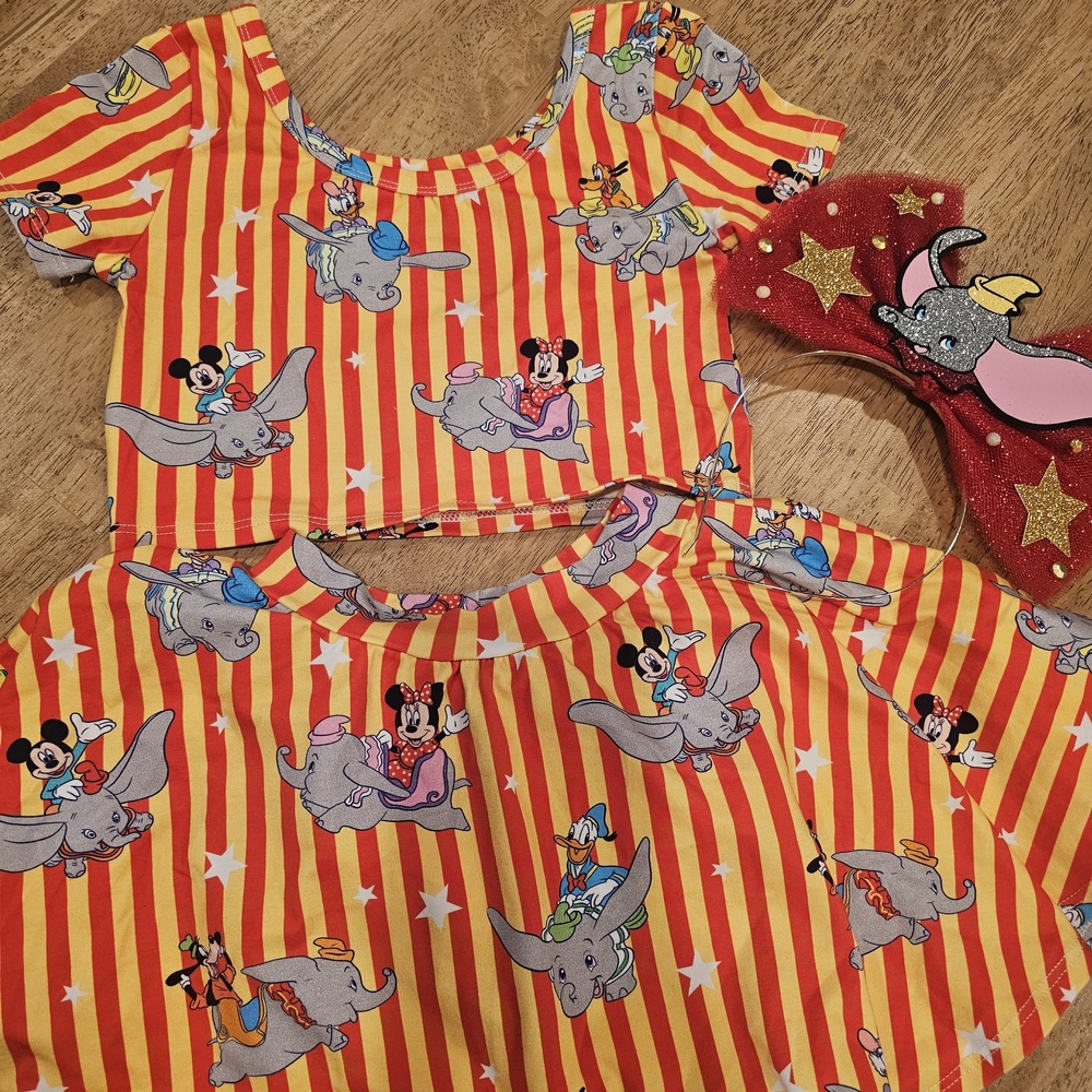 Kids Disney Dumbo and Mickey Mouse Dress - Red and Yellow